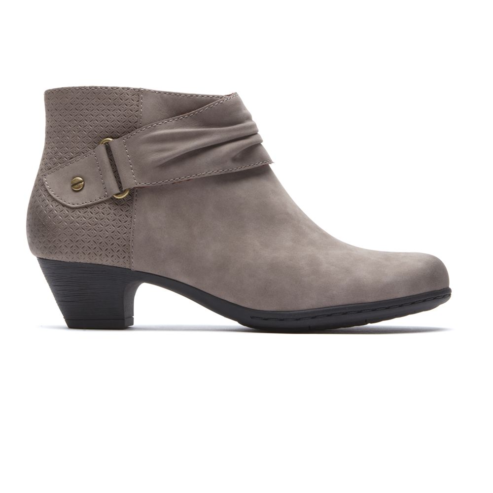 Rockport Brynn Rouched - Womens Ankle Boots - Grey - NZ (SHU-935167)